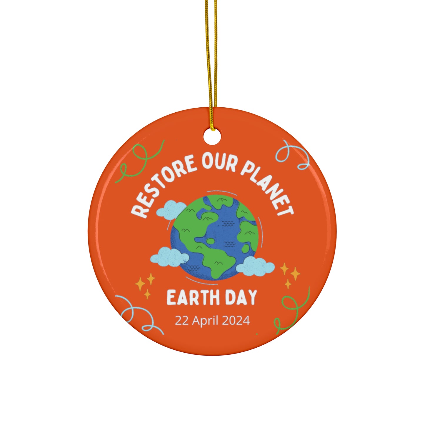 PoM's International EARTH Day series ... "Restore our Planet" ... Ceramic Ornaments (2 sided print, 2.5 mm thickness, 1pc or in bundles: 3pcs, 5pcs, 10pcs)