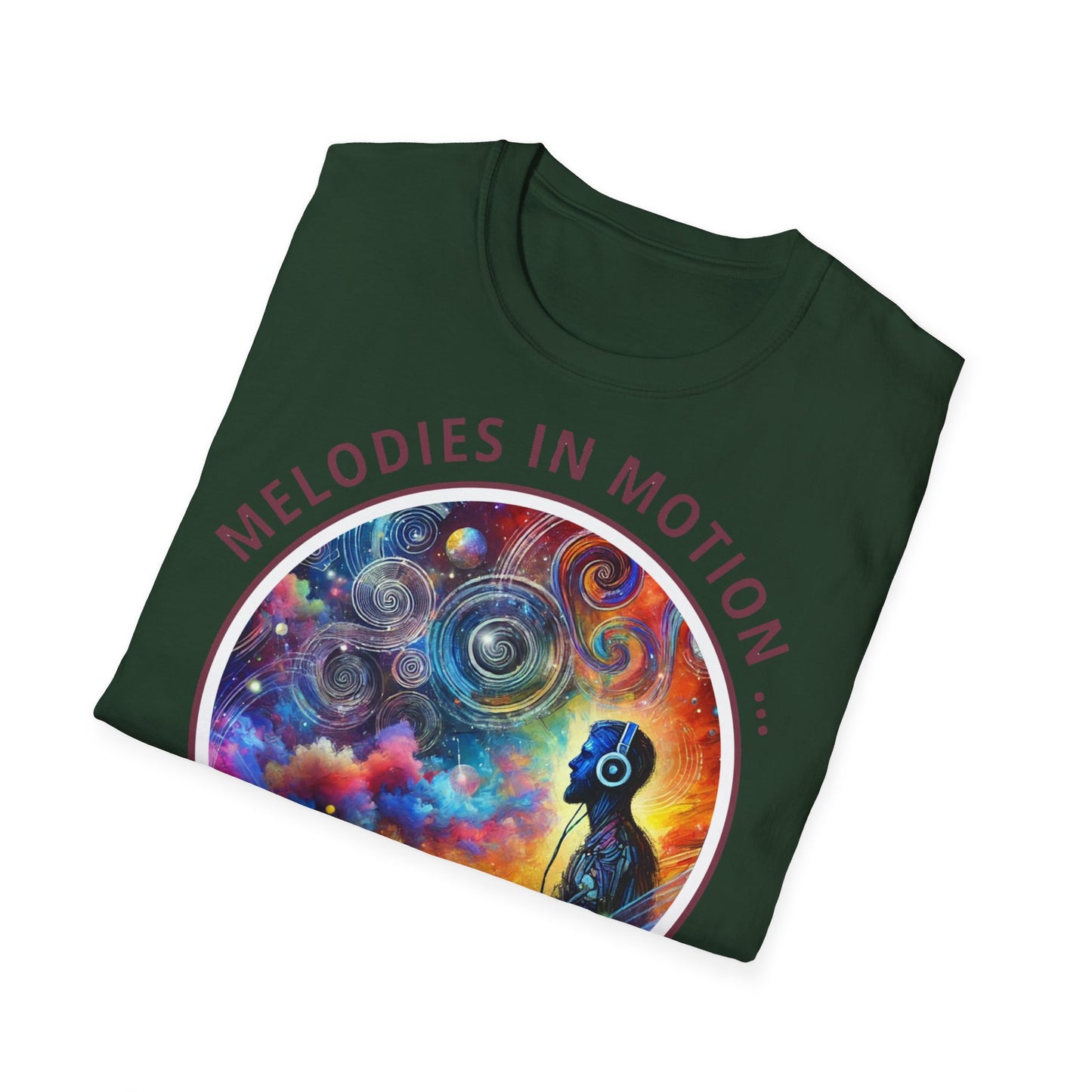 PoM's Mindfulness & Music collection ... "MELODIES IN MOTION" T-Shirt (Unisex, Softstyle, 100% Cotton, up to 5 sizes and up to 13 colours)