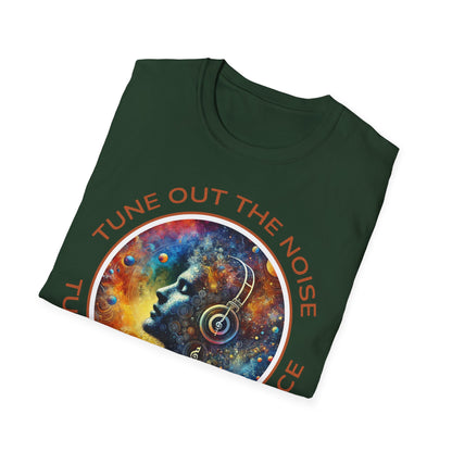 PoM's Music for Mindfulness Collection ... "TUNE INTO CALM & PEACE ..." T-Shirt (Unisex, Softstyle, 100% Cotton, up to 6 sizes and 14 colours)