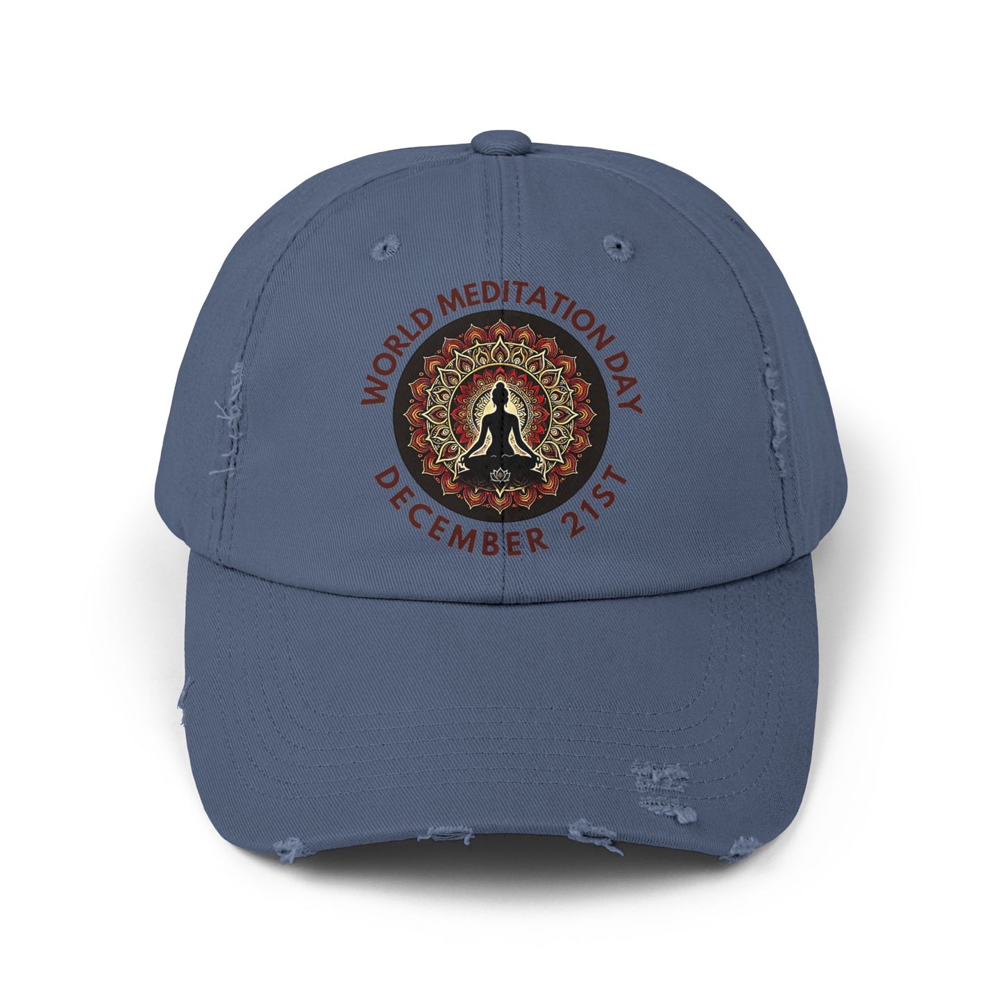 PoM's Mindfulness Collection ... special edition "World Meditation Day" (inauguration) - Unisex Distressed Cap (100% cotton, adjustable fit, 8 colors)