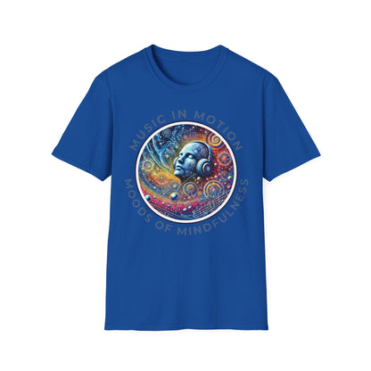 PoM's Music for Mindfulness Collection ... "MUSIC IN MOTION ..." T-Shirt (Unisex, Softstyle, 100% Cotton, up to 5 sizes and 11 colours)