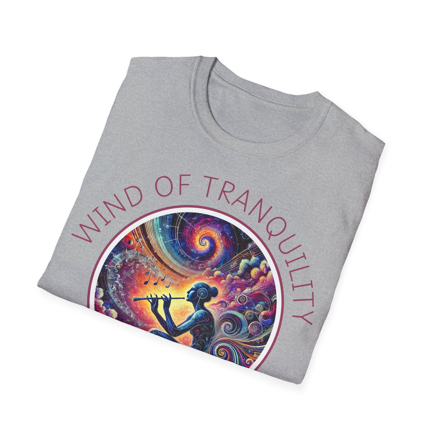 PoM's Mindfulness & Music collection ... "Wind of Tranquility" T-Shirt (Unisex, Softstyle, 100% Cotton, up to 6 sizes and 14 colours)