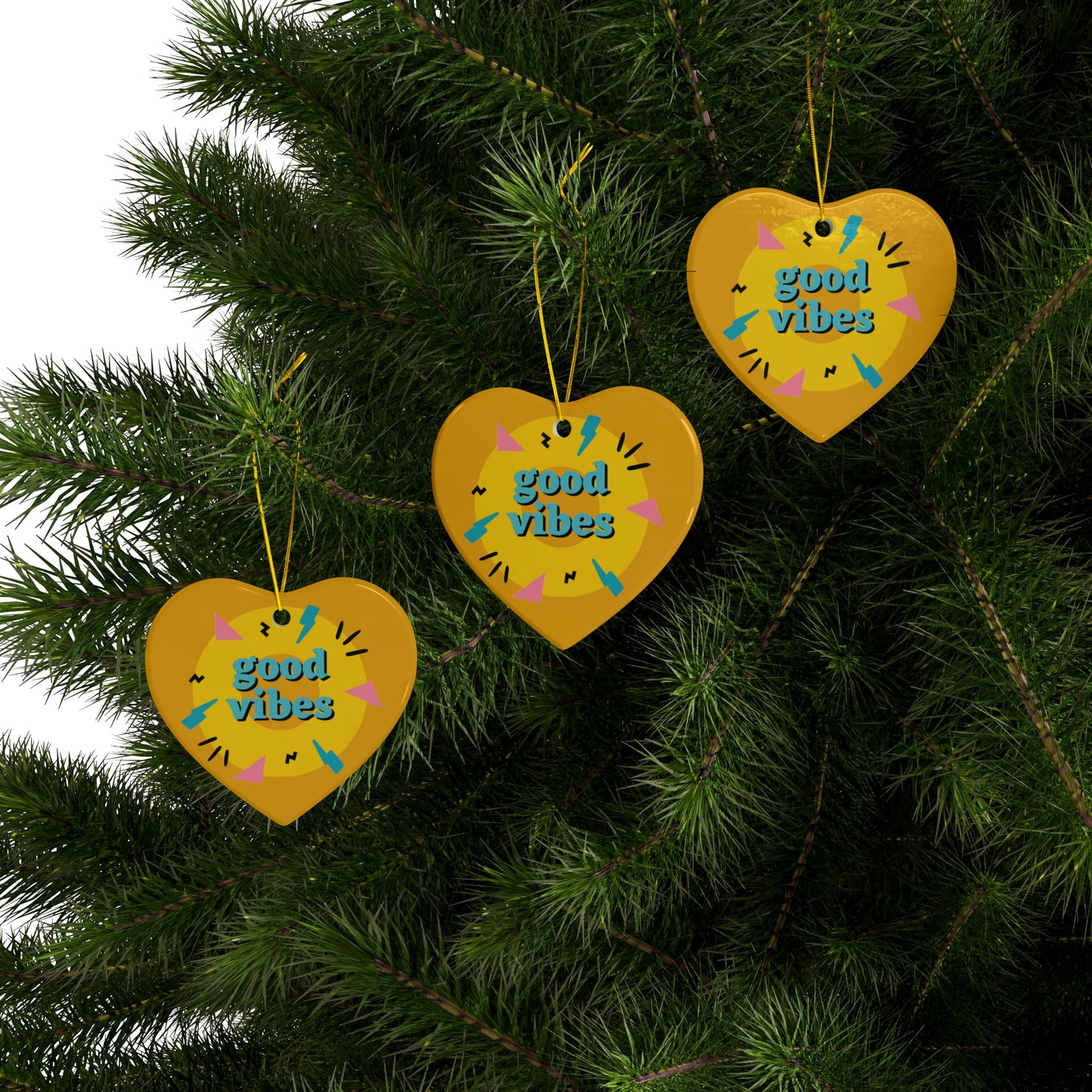 PoM's Mindfulness series ... Good Vibes ... Ceramic Ornaments (2 sided print, 2.5 mm thickness, 1pc or in bundles: 3pcs, 5pcs, 10pcs)