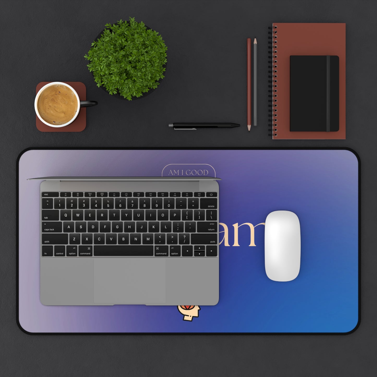 PoM's Mindfulness & Self Motivation series ... Am I good enough ? - Yes, I am. - durable Mouse pad - Desk Mat (neopren, anti-slip)