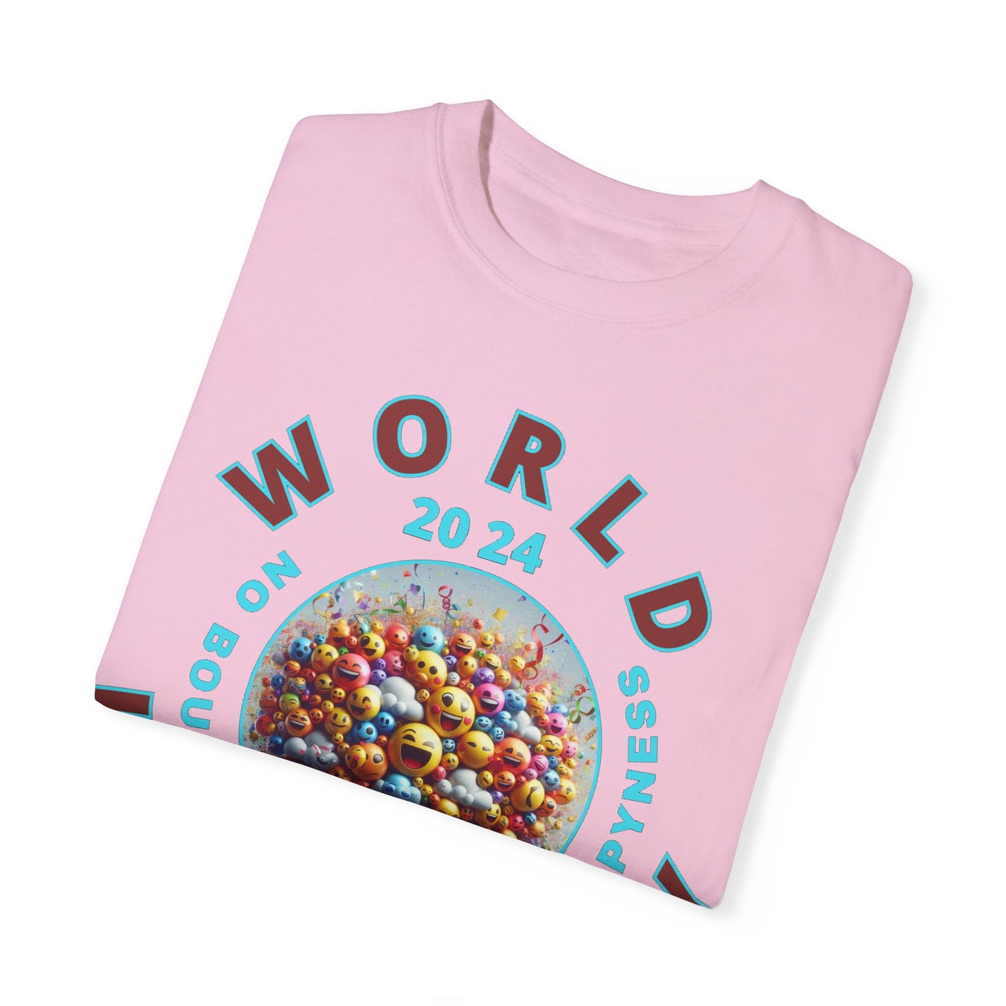 PoM's series Mindfulness & Self motivation ... World LAUGHTER Day ... Unisex Garment-Dyed T-shirt (100% pre-shrunk cotton, soft washed - six sizes (S-3XL), 13 background colours)