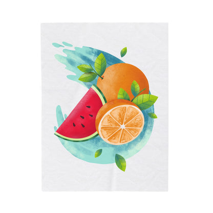 PoM's collection series "FRUITY LIFE" (PoM Edition #FL0005A) - Velveteen Plush Blanket (extra soft, 3 sizes, vibrant colors print)