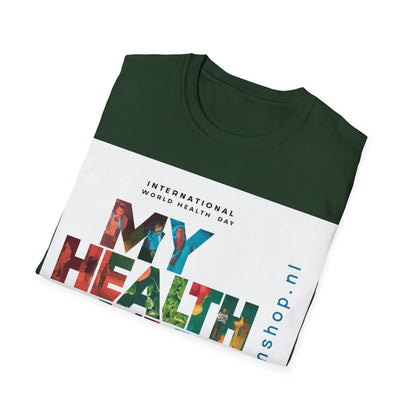 PoM's special series "International World HEALTH Day 2024 (7th April)" ... My Health, my right. - Unisex Softstyle T-Shirt (Print Front)