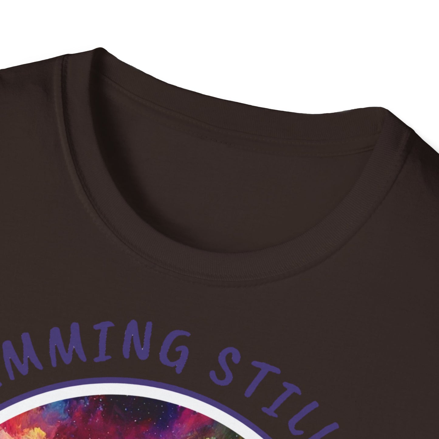 PoM's Mindfulness & Music collection ... "STRUMMING STILLNESS" T-Shirt (Unisex, Softstyle, 100% Cotton, up to 5 sizes and 11 colours)