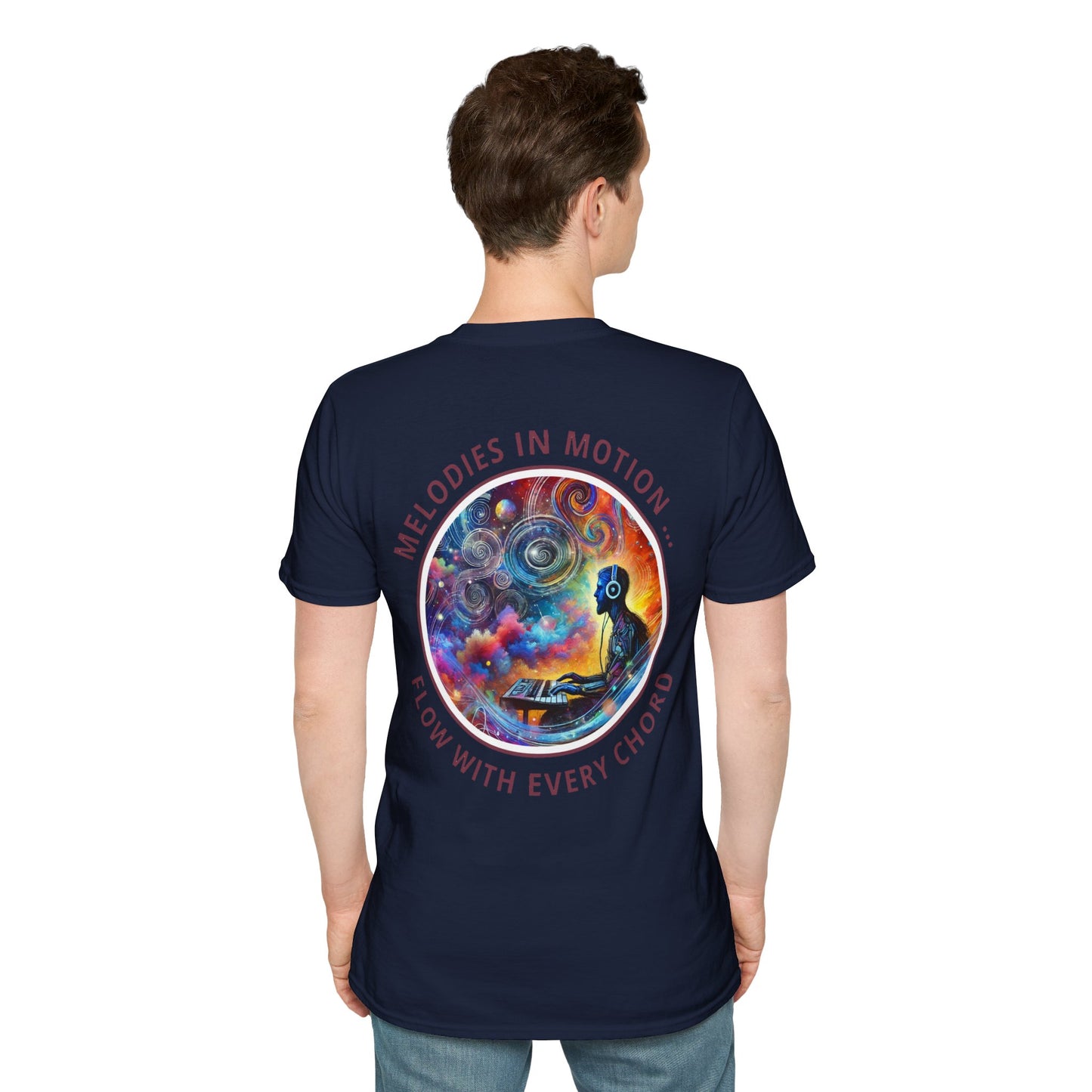 PoM's Mindfulness & Music collection ... "MELODIES IN MOTION" T-Shirt (Unisex, Softstyle, 100% Cotton, up to 5 sizes and up to 13 colours)