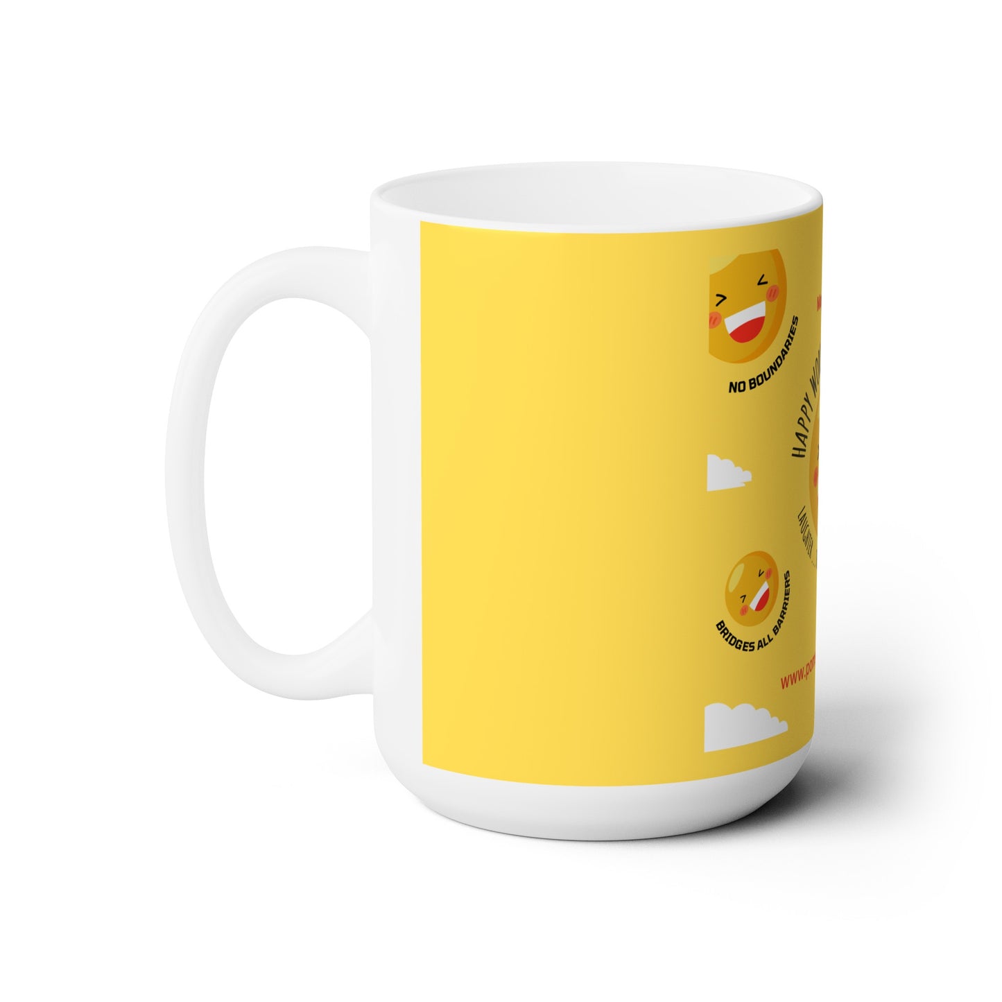 PoM's series Mindfulness & Self Motivation ... Happy World Laughter Day - Ceramic MUG (15oz/0.44l)