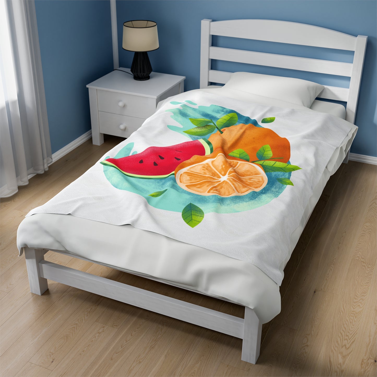 PoM's collection series "FRUITY LIFE" (PoM Edition #FL0005A) - Velveteen Plush Blanket (extra soft, 3 sizes, vibrant colors print)