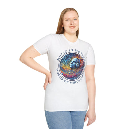 PoM's Music for Mindfulness Collection ... "MUSIC IN MOTION ..." T-Shirt (Unisex, Softstyle, 100% Cotton, up to 5 sizes and 11 colours)