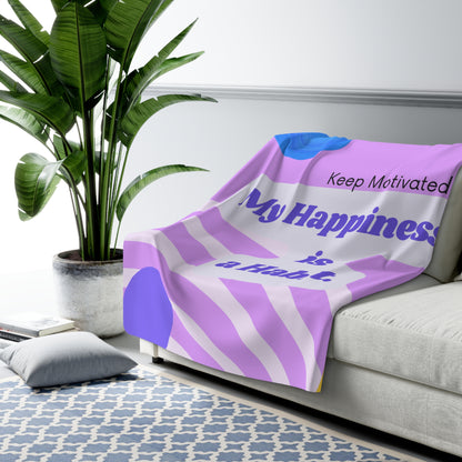 PoM's series of Mindfulness & Self Motivation ... "My Happyness is a Habit" (V1) ... Sherpa Fleece Blanket (extra warm, 3mm thick fleece)