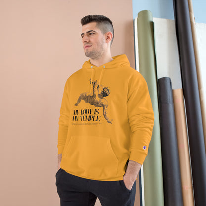 PoM's series of Mindfulness & Self Motivation ... "My Body is my Temple"  ... Sweatshirt (eco hooded, two-ply fleece, spacious pocket, 6 colours and sizes))