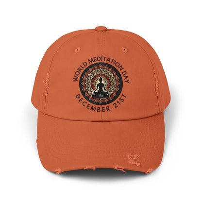 PoM's Mindfulness Collection ... special edition "World Meditation Day" (inauguration) - Unisex Distressed Cap (100% cotton, adjustable fit, 8 colors)