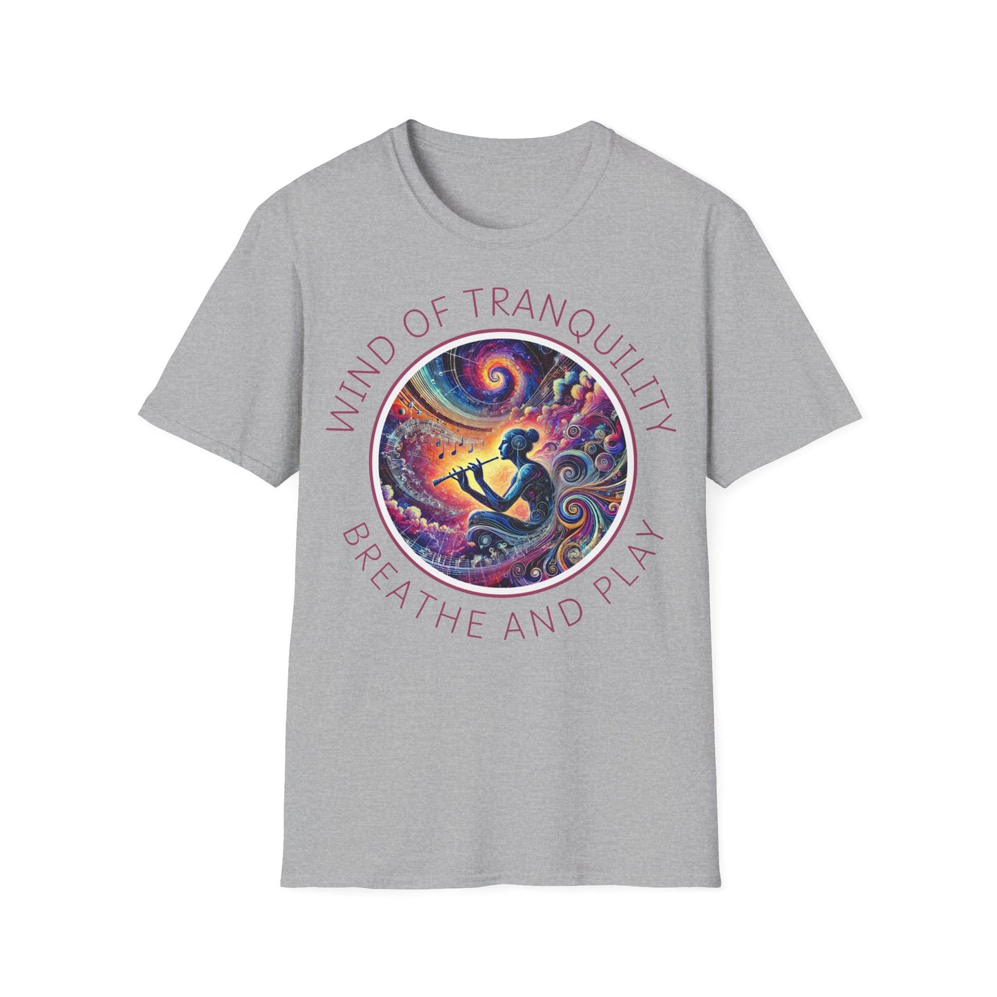 PoM's Mindfulness & Music collection ... "Wind of Tranquility" T-Shirt (Unisex, Softstyle, 100% Cotton, up to 6 sizes and 14 colours)