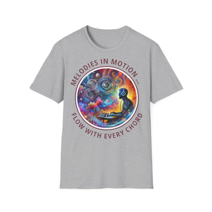 PoM's Mindfulness & Music collection ... "MELODIES IN MOTION" T-Shirt (Unisex, Softstyle, 100% Cotton, up to 5 sizes and up to 13 colours)