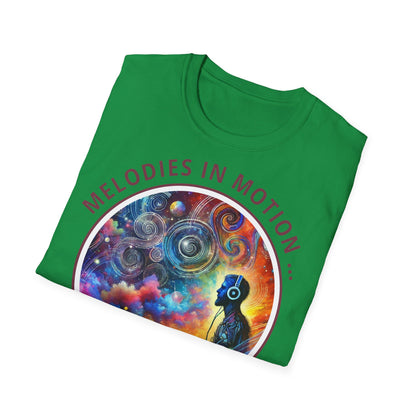 PoM's Mindfulness & Music collection ... "MELODIES IN MOTION" T-Shirt (Unisex, Softstyle, 100% Cotton, up to 5 sizes and up to 13 colours)