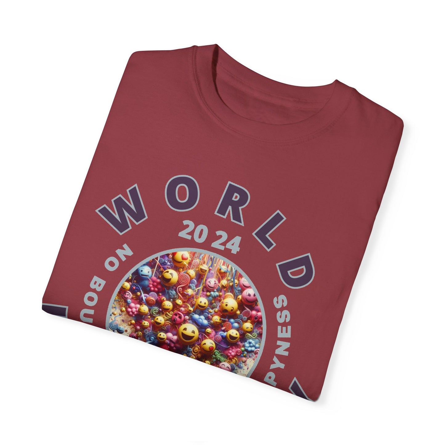 PoM's series Mindfulness & Self motivation ... World LAUGHTER Day ... Unisex Garment-Dyed T-shirt (100% pre-shrunk cotton, soft washed - six sizes (S-3XL), 16 background colours)