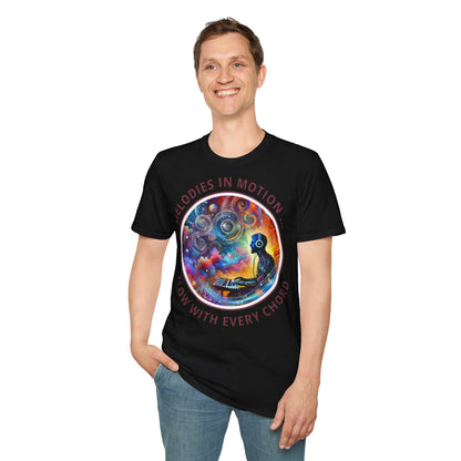 PoM's Mindfulness & Music collection ... "MELODIES IN MOTION" T-Shirt (Unisex, Softstyle, 100% Cotton, up to 5 sizes and up to 13 colours)