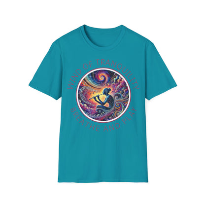 PoM's Mindfulness & Music collection ... "Wind of Tranquility" T-Shirt (Unisex, Softstyle, 100% Cotton, up to 6 sizes and 14 colours)