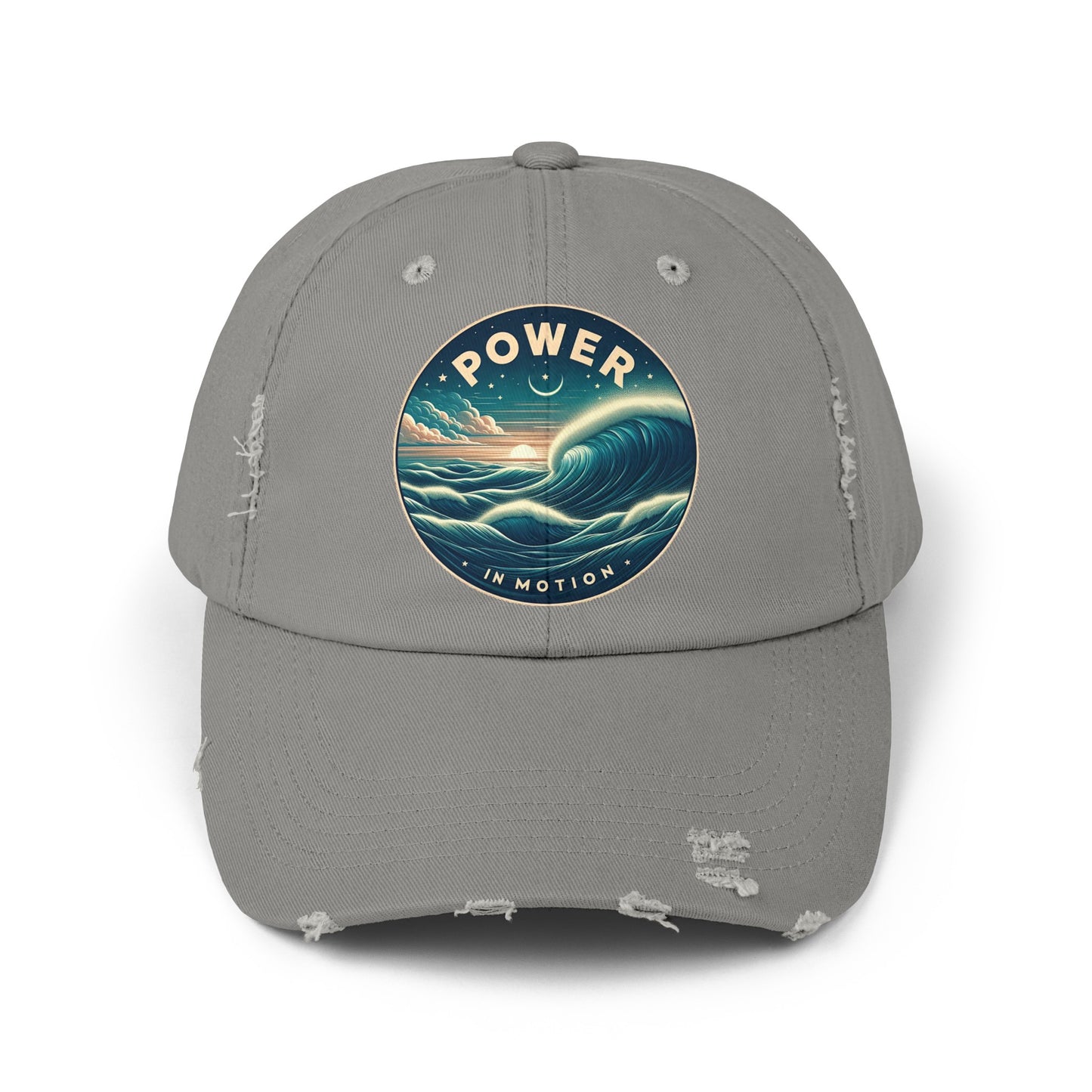 PoM's Empowerment collection ... Power in Motion ... Unisex Distressed Cap (100% cotton, adjustable fit, 6 colors)