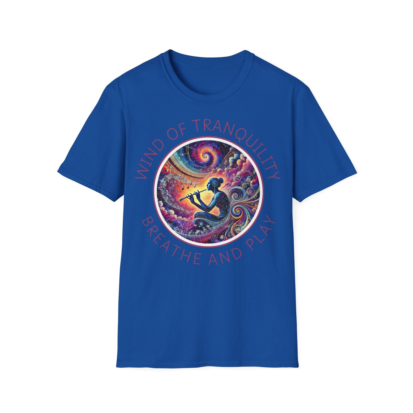 PoM's Mindfulness & Music collection ... "Wind of Tranquility" T-Shirt (Unisex, Softstyle, 100% Cotton, up to 6 sizes and 14 colours)