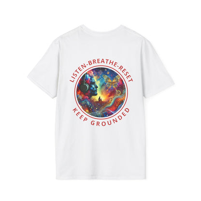 PoM's Music for Mindfulness Collection ... "KEEP GROUNDED ..." T-Shirt (Unisex, Softstyle, 100% Cotton, up to 6 sizes and 14 colours)