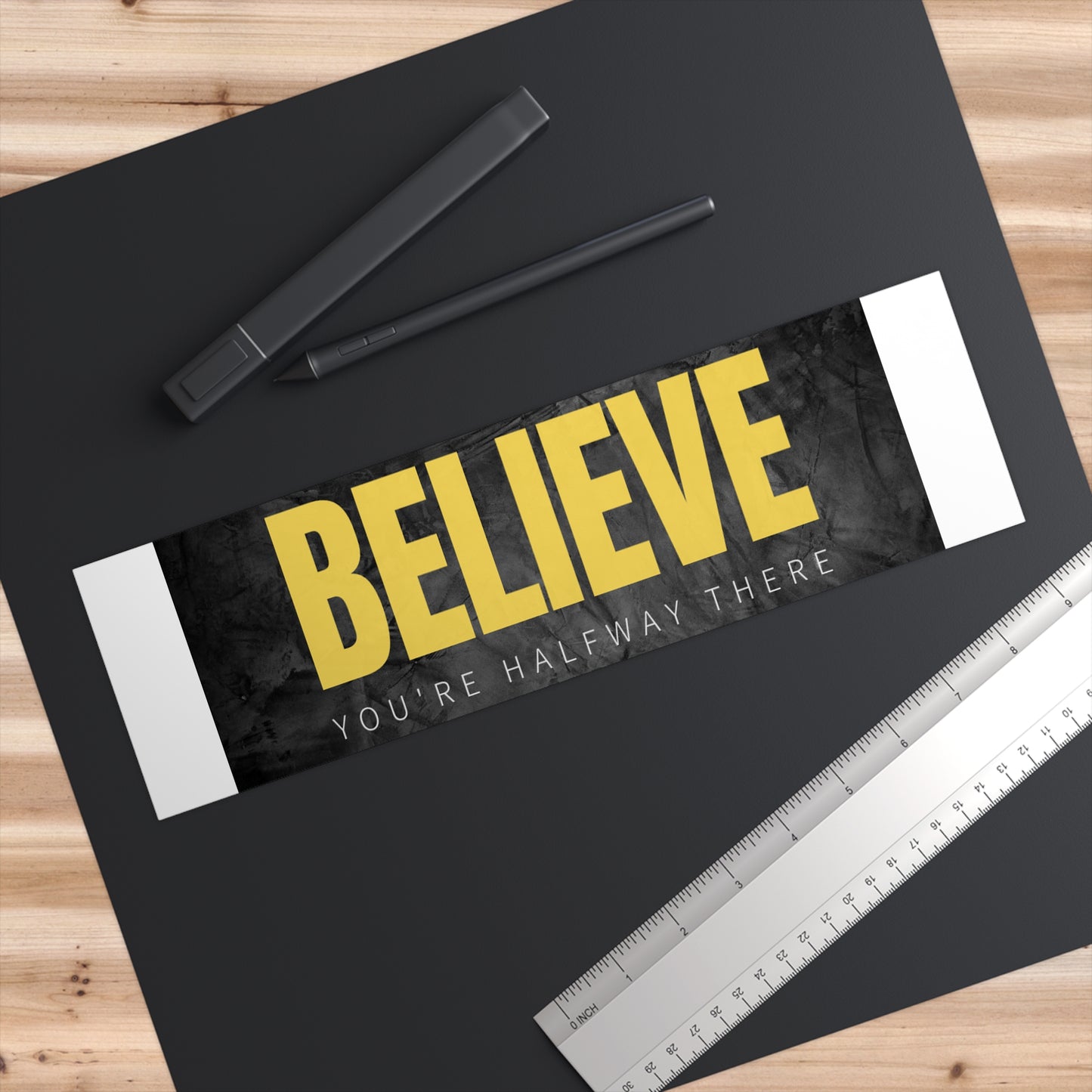 PoM's Self Motivation Bundle (#MSM-B06007A): BELIEVE ... Sweatshirt (Hoody), Mouse Pad, Tea & Coffee Mug (frosted Glass, Ceramic), Bumper Sticker and Magnet (rectangle)