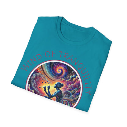 PoM's Mindfulness & Music collection ... "Wind of Tranquility" T-Shirt (Unisex, Softstyle, 100% Cotton, up to 6 sizes and 14 colours)