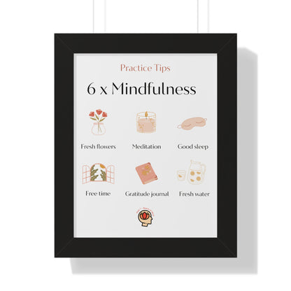 PoM's Mindfulness series ... 6x Mindfulness (practical tips) - Framed Vertical Poster (3 different frame colours and 4 sizes)