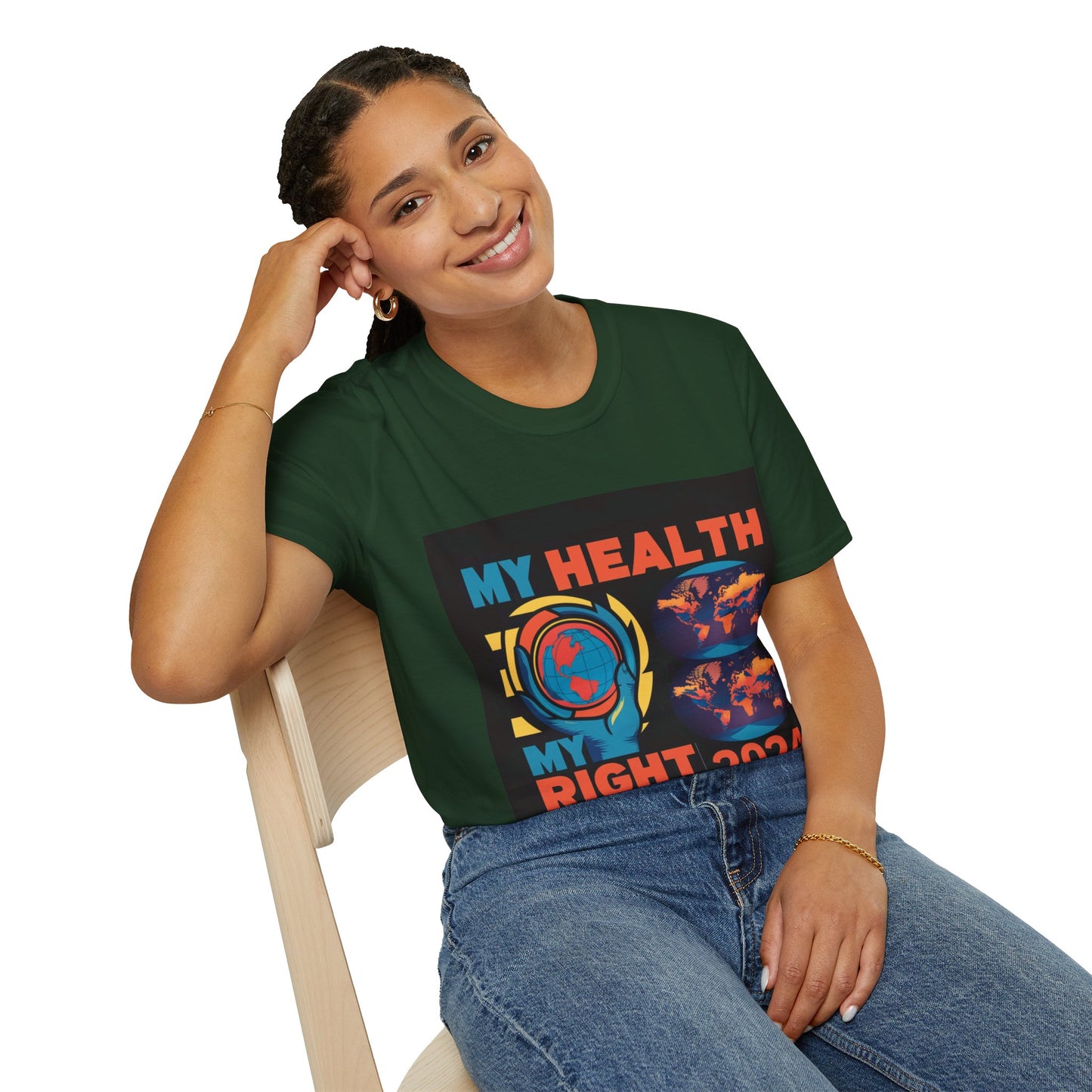 PoM's special series "International World HEALTH Day 2024 (7th April)" ... My Health, my right. - Unisex Softstyle T-Shirt (Print Front)