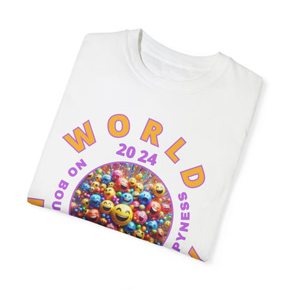 PoM's series Mindfulness & Self motivation ... World LAUGHTER Day ... Unisex Garment-Dyed T-shirt (100% pre-shrunk cotton, soft washed - six sizes (S-3XL), 9 background colours)