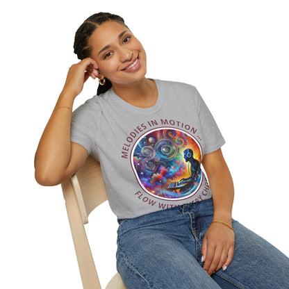 PoM's Mindfulness & Music collection ... "MELODIES IN MOTION" T-Shirt (Unisex, Softstyle, 100% Cotton, up to 5 sizes and up to 13 colours)