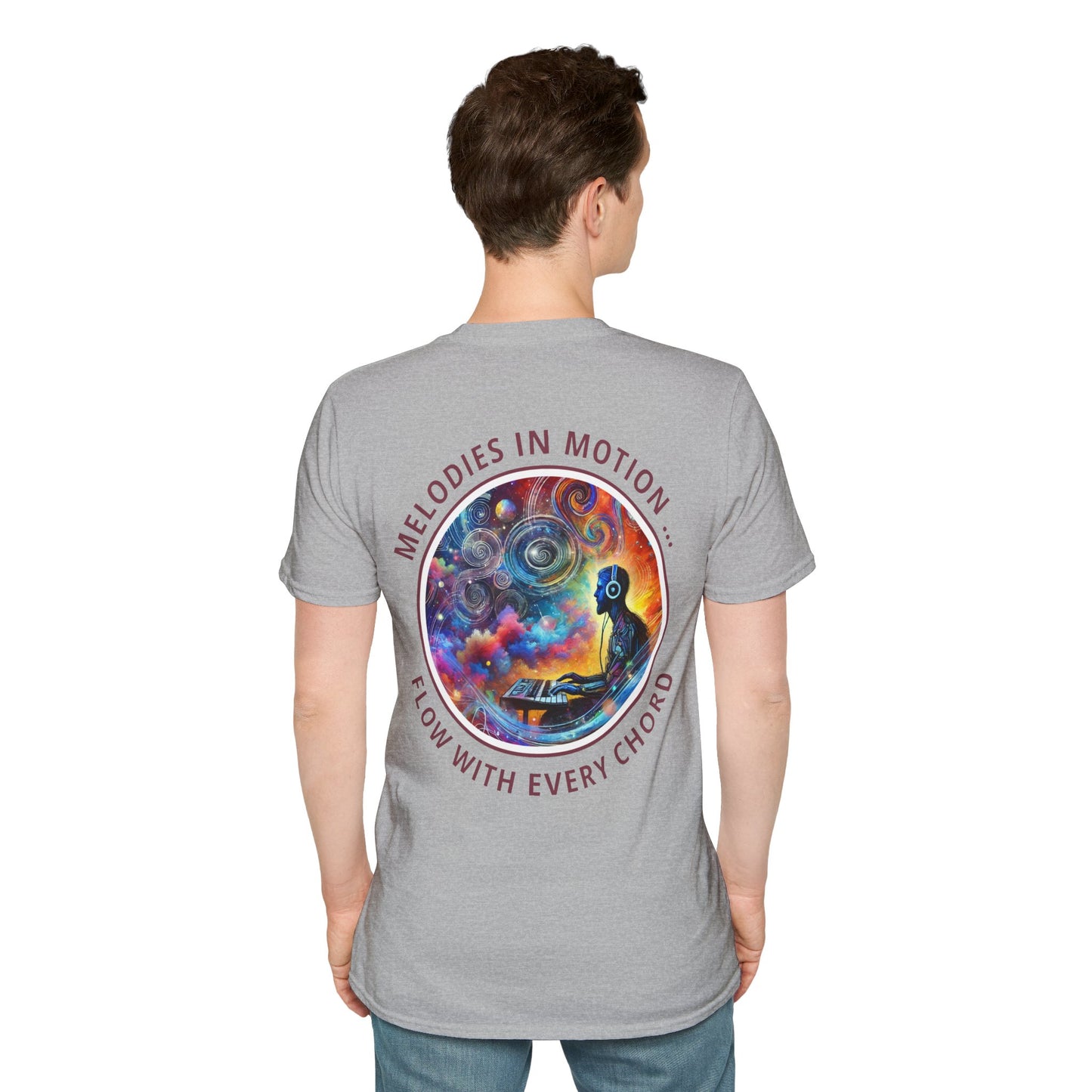 PoM's Mindfulness & Music collection ... "MELODIES IN MOTION" T-Shirt (Unisex, Softstyle, 100% Cotton, up to 5 sizes and up to 13 colours)