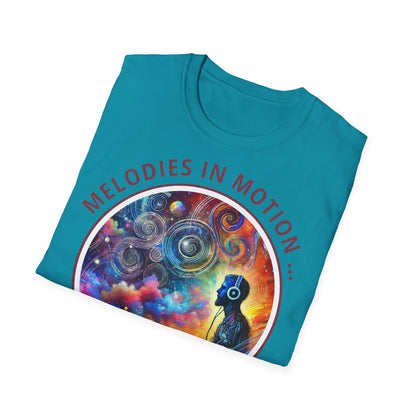 PoM's Mindfulness & Music collection ... "MELODIES IN MOTION" T-Shirt (Unisex, Softstyle, 100% Cotton, up to 5 sizes and up to 13 colours)