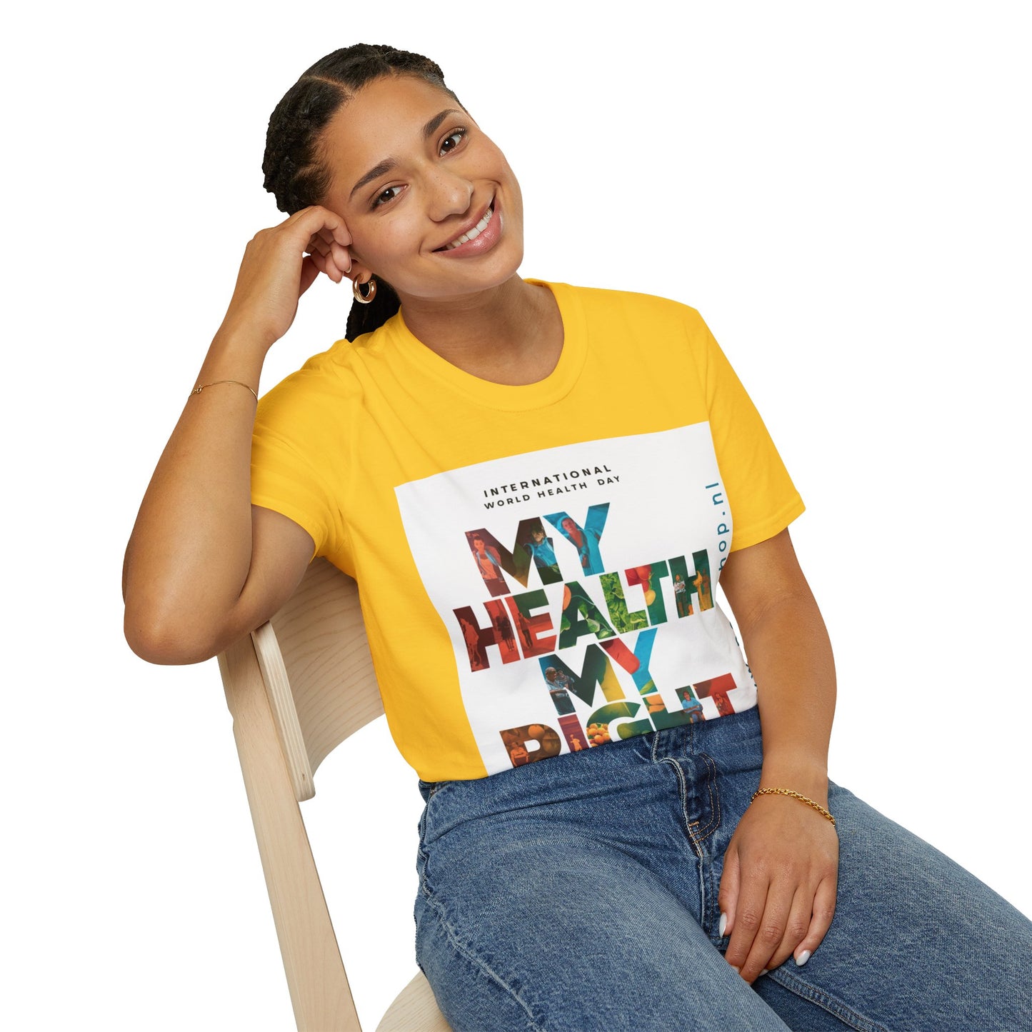 PoM's special series "International World HEALTH Day 2024 (7th April)" ... My Health, my right. - Unisex Softstyle T-Shirt (Print Front)