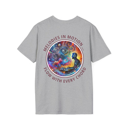 PoM's Mindfulness & Music collection ... "MELODIES IN MOTION" T-Shirt (Unisex, Softstyle, 100% Cotton, up to 5 sizes and up to 13 colours)