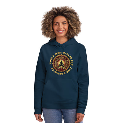 PoM's Mindfulness Collection ... special edition "World Meditation Day" (inauguration) - Unisex DRUMMER HOODIE (organic cotton and recycled polyester, up to 6 sizes and 9 colour)