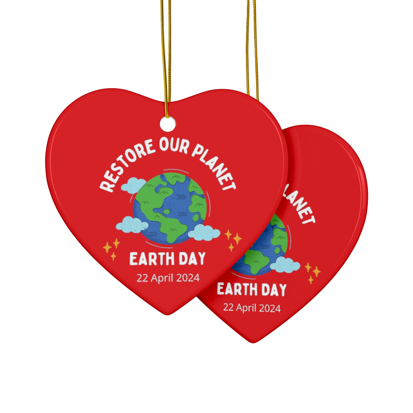 PoM's International EARTH Day series ... "Restore our Planet" ... Ceramic Ornaments (2 sided print, 2.5 mm thickness, 1pc or in bundles: 3pcs, 5pcs, 10pcs)