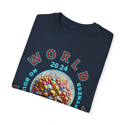 PoM's series Mindfulness & Self motivation ... World LAUGHTER Day ... Unisex Garment-Dyed T-shirt (100% pre-shrunk cotton, soft washed - six sizes (S-3XL), 13 background colours)