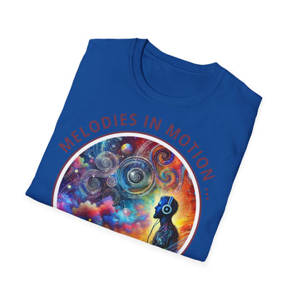 PoM's Mindfulness & Music collection ... "MELODIES IN MOTION" T-Shirt (Unisex, Softstyle, 100% Cotton, up to 5 sizes and up to 13 colours)