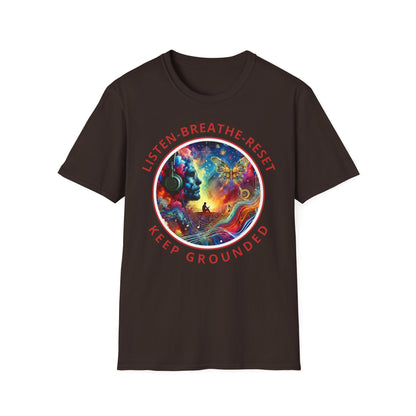 PoM's Music for Mindfulness Collection ... "KEEP GROUNDED ..." T-Shirt (Unisex, Softstyle, 100% Cotton, up to 6 sizes and 14 colours)