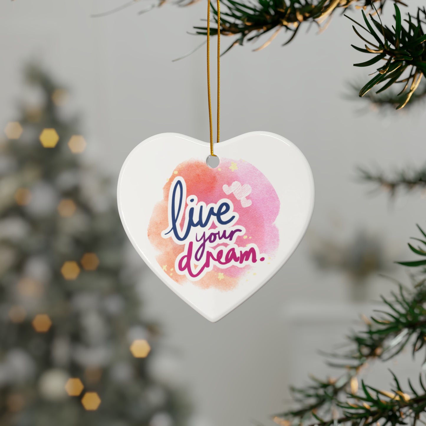 PoM's Mindfulness & Selfmotivation series ... Live your Dream ... Ceramic Ornaments (2 sided print, 2.5 mm thickness, 1pc or in bundles: 3pcs, 5pcs, 10pcs)