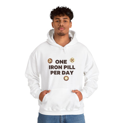 PoM's unique double print of Chocolate Joy ... Unisex Heavy Blend™ Sweatshirt (double-lined hood, puch pocket, 100% ethically grown cotton, 8 sizes (S-5XL))