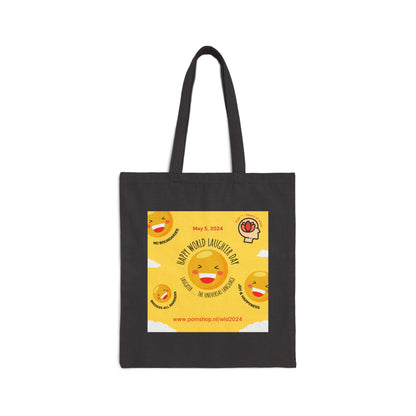 PoM's series World Laughter Day ... Happy WLD 2024 - 100% Cotton Canvas Tote Bag (with handles, heavy fabric, 2 colours, print on back + front)