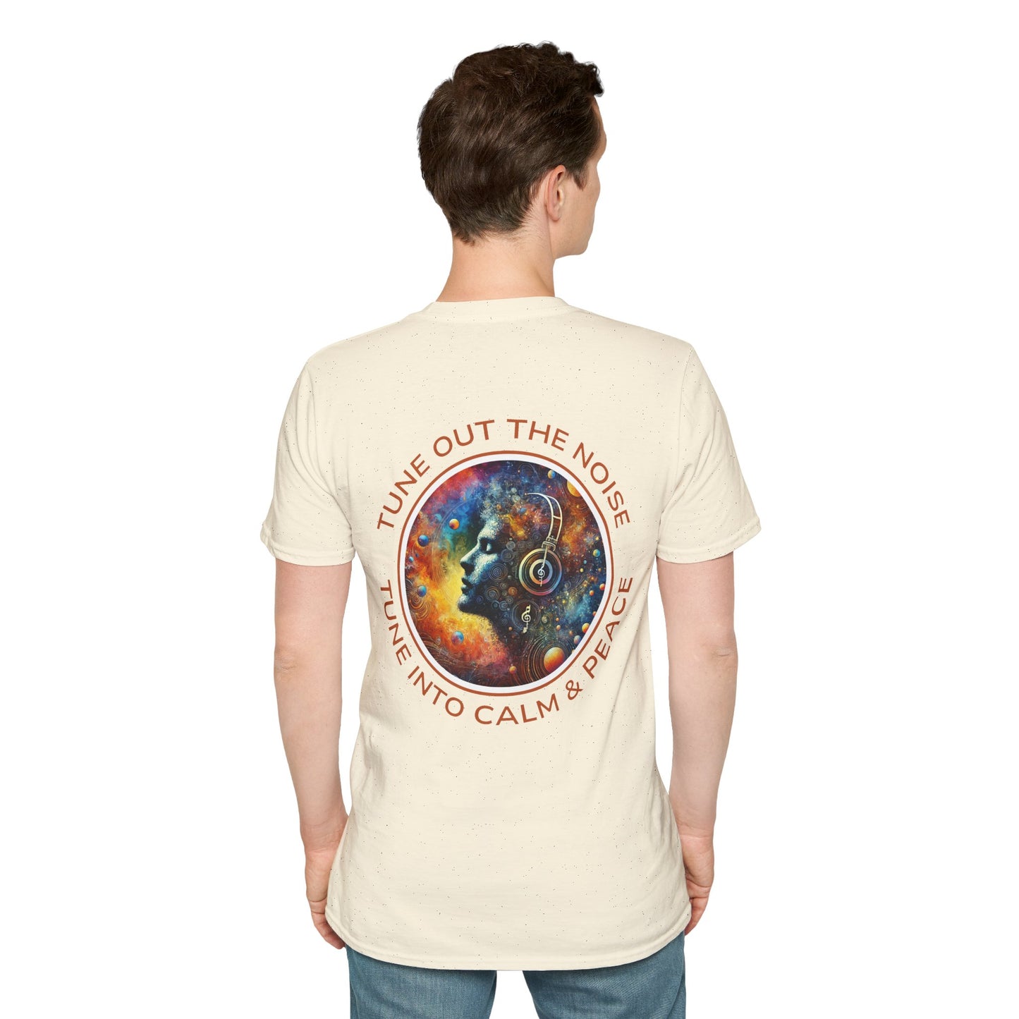 PoM's Music for Mindfulness Collection ... "TUNE INTO CALM & PEACE ..." T-Shirt (Unisex, Softstyle, 100% Cotton, up to 6 sizes and 14 colours)