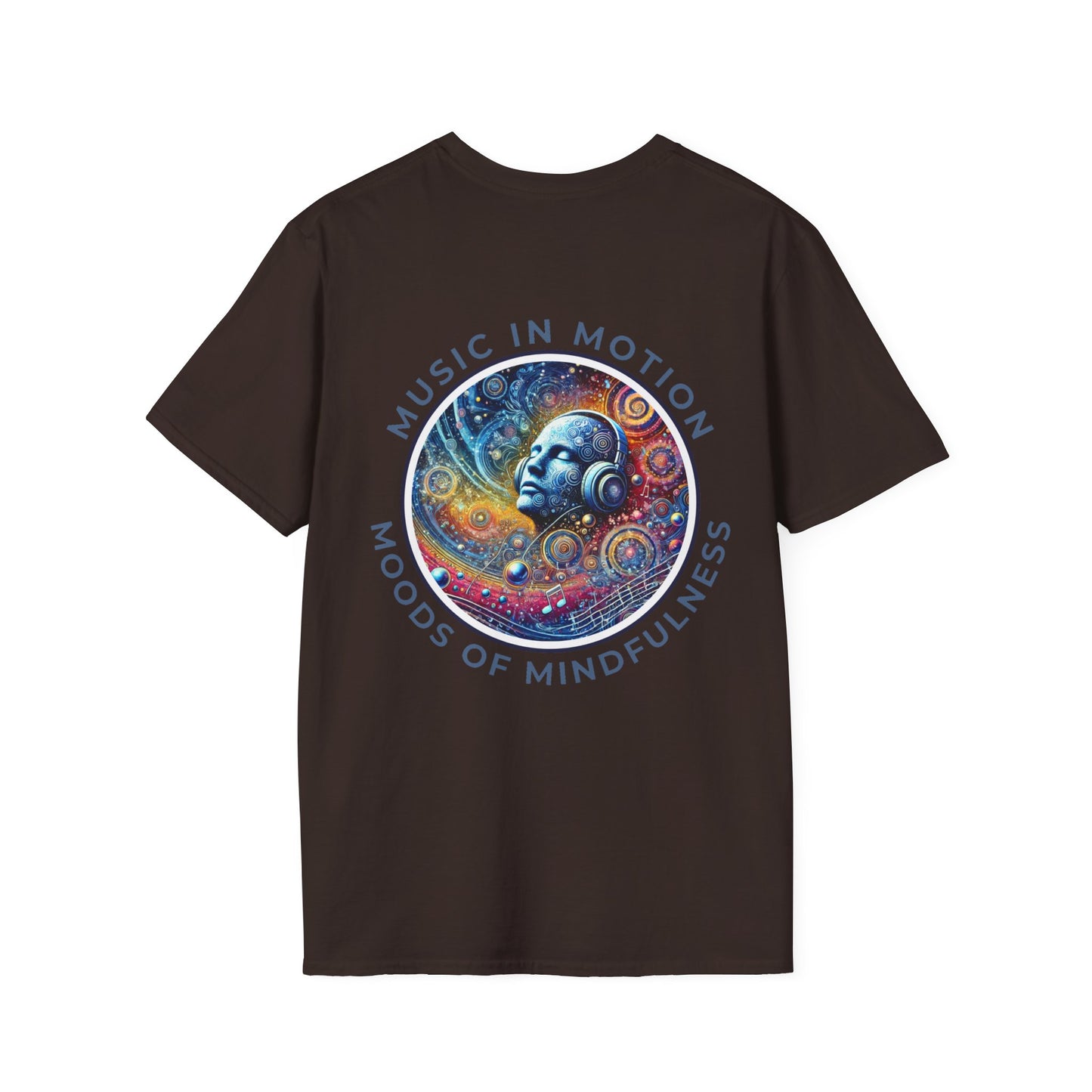 PoM's Music for Mindfulness Collection ... "MUSIC IN MOTION ..." T-Shirt (Unisex, Softstyle, 100% Cotton, up to 5 sizes and 11 colours)