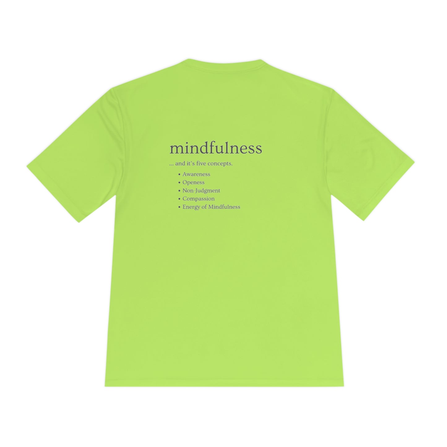 PoM's Mindfulness series .... MFN (front) & MFN concepts (back) ... Athletic Sport-Tek Moisture Wicking  (Unisex, breathable, 8 sizes, up to 12 colours)