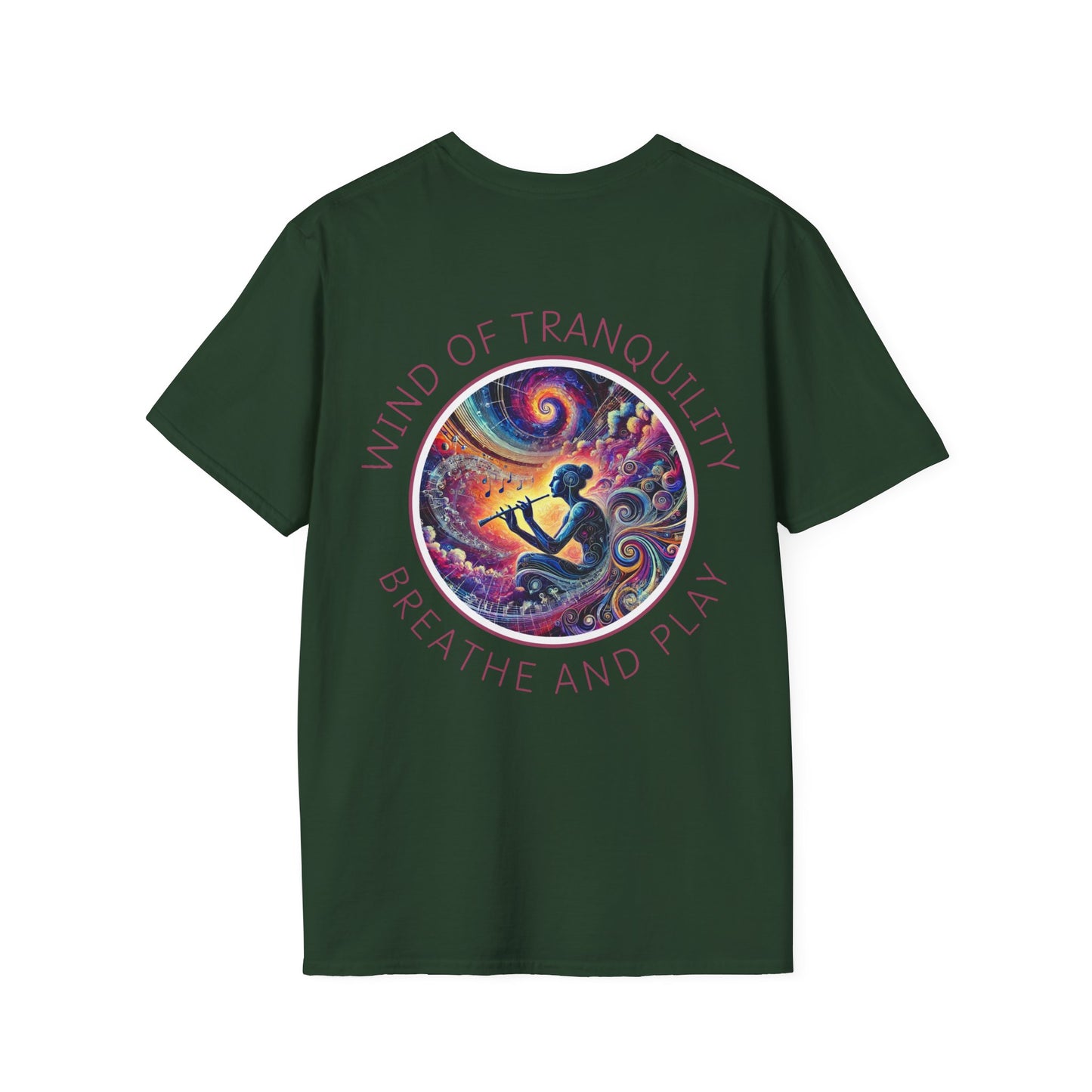 PoM's Mindfulness & Music collection ... "Wind of Tranquility" T-Shirt (Unisex, Softstyle, 100% Cotton, up to 6 sizes and 14 colours)